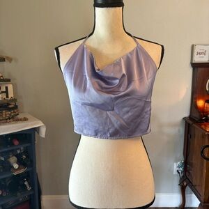 Pretty Garbage Purple Tie Back Halter Top